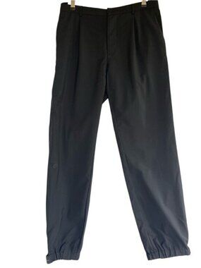 Prada Black Tech Nylon Pants Ankle Strap Logo Size 46 Streetwear